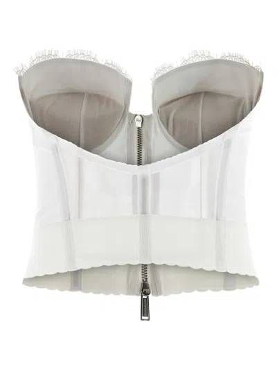 Dsquared2 Strapless Lace Top Scalloped Hem In White