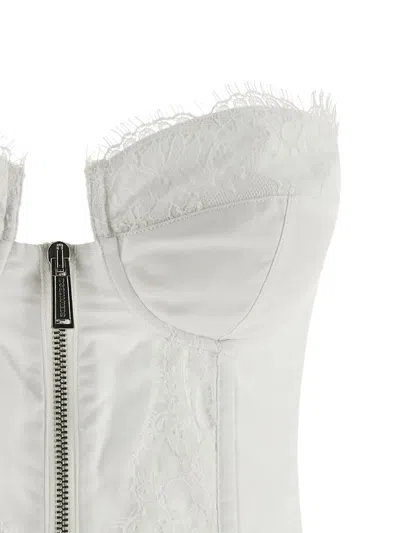 Dsquared2 Strapless Lace Top Scalloped Hem In White