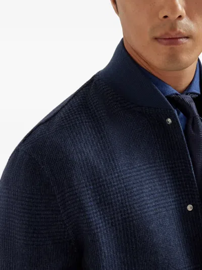 Brunello Cucinelli Check-pattern Bomber Jacket In Gold