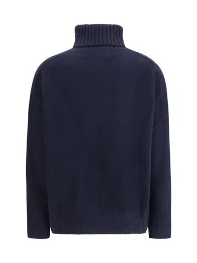 Allude Turtleneck Cashmere Sweater In Blue
