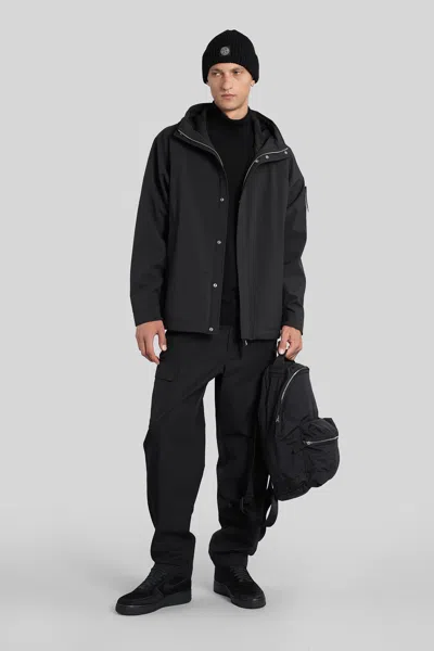 Stone Island Ribbed Wool Turtleneck Sweater Clothing In Black