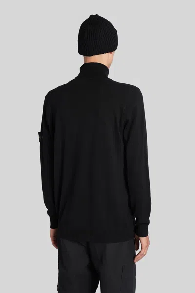 Stone Island Ribbed Wool Turtleneck Sweater Clothing In Black