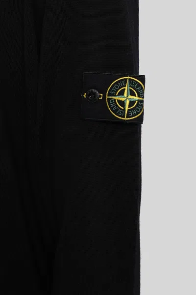 Stone Island Ribbed Wool Turtleneck Sweater Clothing In Black