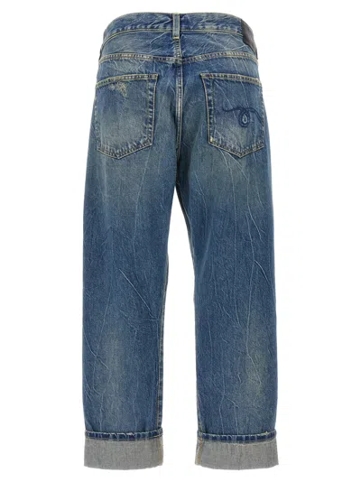 R13 Crossover Waist Distressed Jeans In Blue