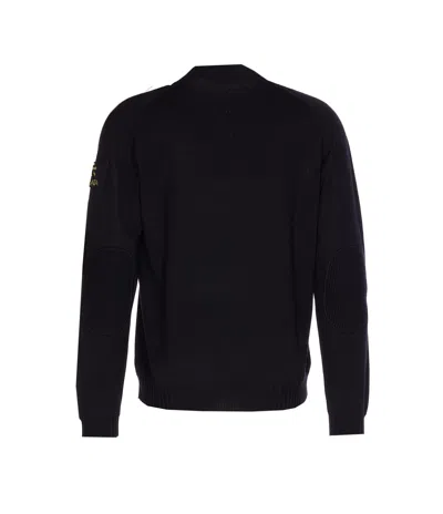 Premiata Ribbed Crewneck Long Sleeve Knit Sweater In Black