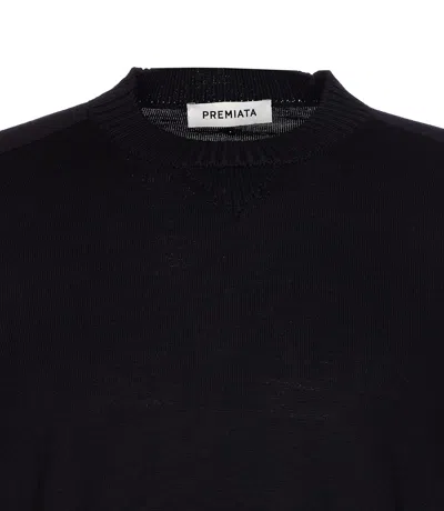 Premiata Ribbed Crewneck Long Sleeve Knit Sweater In Black