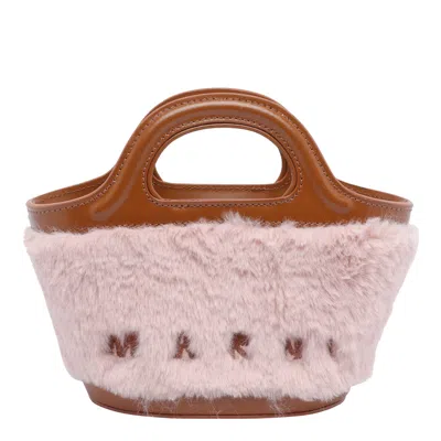 Marni Leather Mini Bag With Trimmed Details In Brown