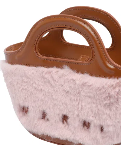 Marni Leather Mini Bag With Trimmed Details In Brown