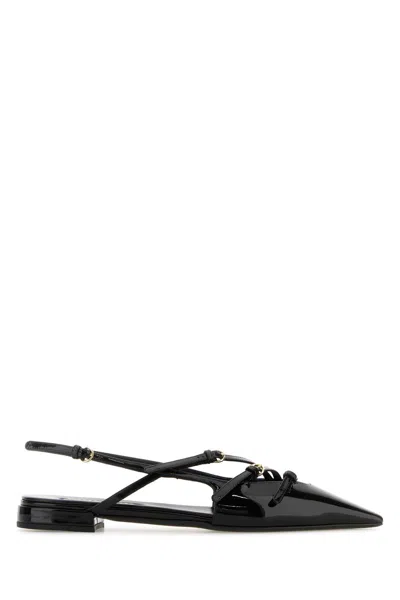 Miu Miu Slingback Ballerinas With Buckles In Black