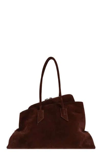 Attico La Passeggiata Brown Shoulder Bag With Two Top Handles In Leather Suede Woman
