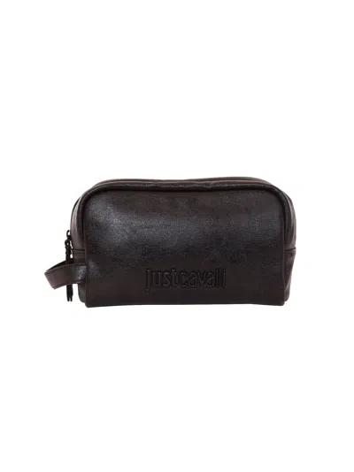 Just Cavalli Logo-embossed Wash Bag In Black