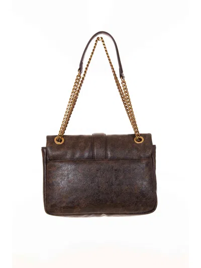 Just Cavalli Snake-buckle Chain Shoulder Bag In Brown