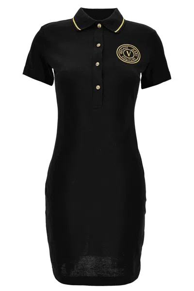 Versace Jeans Couture Women's Emblem Polo T-shirt Dress In Black