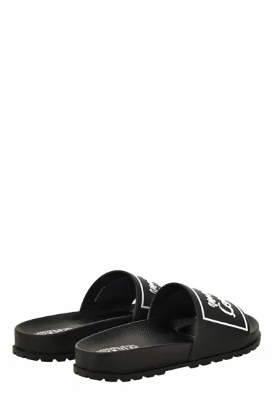 Versace Jeans Couture Black Logo Shelly Pool Slides In Black