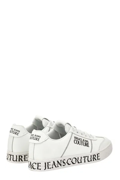 Versace Jeans Couture White Logo Leather Sneaker In Animal Print