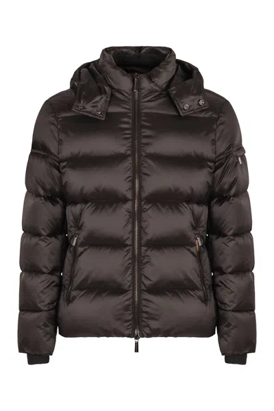 Moorer Padded Jackets With Hood And Side Pockets In Gray