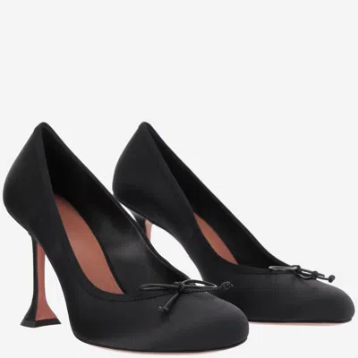 Amina Muaddi Women Black Bow Heels, 3.5 Luxury Pumps & Heels For Women Darveys In Black