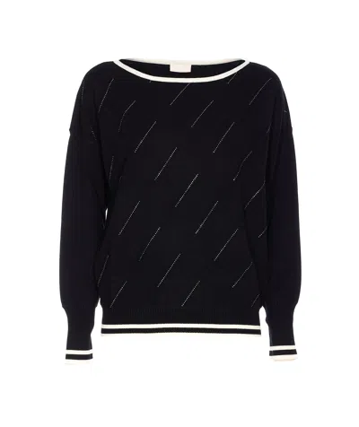 Liu •jo Liu Jo Boat-neck Sweater In Black