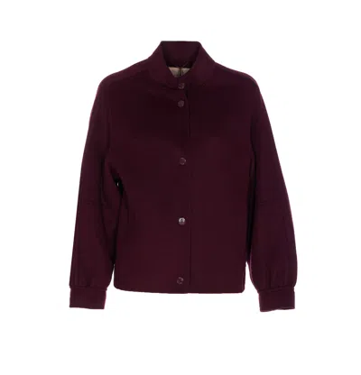 Twinset Double-faced Bomber Jacket With High Collar In Purple