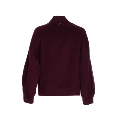 Twinset Double-faced Bomber Jacket With High Collar In Purple