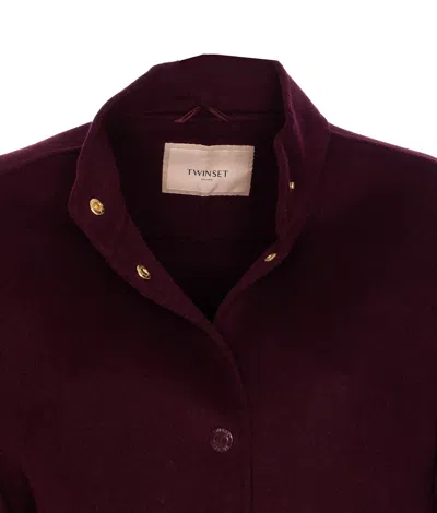 Twinset Double-faced Bomber Jacket With High Collar In Purple