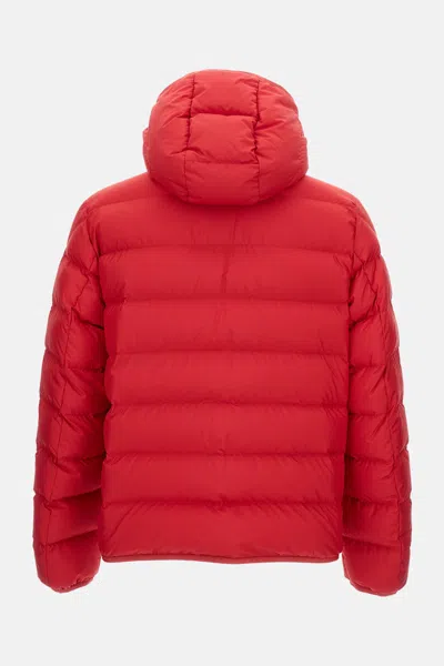 Moncler Hooded Padded Jacket Side Pockets In Red