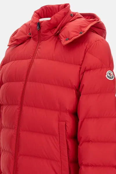 Moncler Hooded Padded Jacket Side Pockets In Red