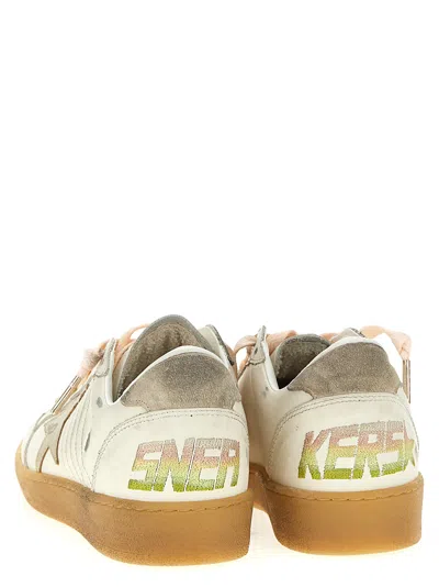 Golden Goose Ball Star Sneakers In Leather With Laminated Star And Suede Heel Tab Shoes In White