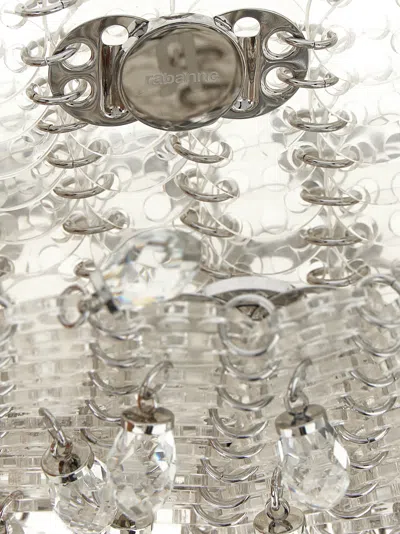 Rabanne Rectangular Shoulder Bag With Crystal And Chain In Silver