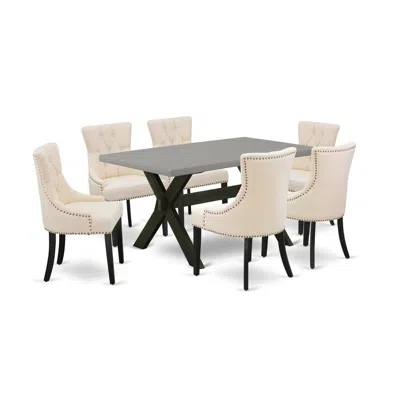 East West Furniture 7-pc Dining Table Set - 6 Dining Chairs And 1 Modern Rectangular Cement Dining Room Table Top With B In Multi
