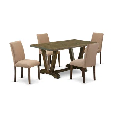 East West Furniture 5-piece Modern Dining Table Se In Multi