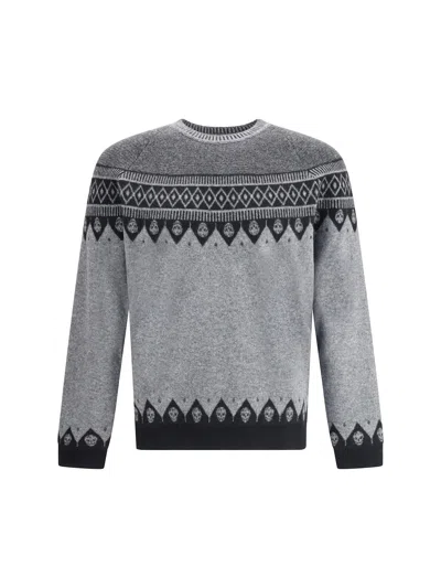 Alexander Mcqueen Mcqueen 'skull' Sweater In Gray