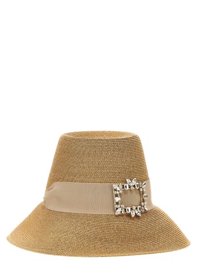 Roger Vivier Brown Broche Embellished Bucket Hat In Gold