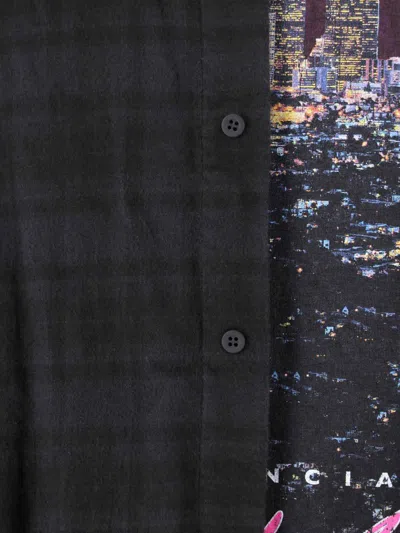 Balenciaga Layered Construction Shirt Featuring Patch Pocket In Black