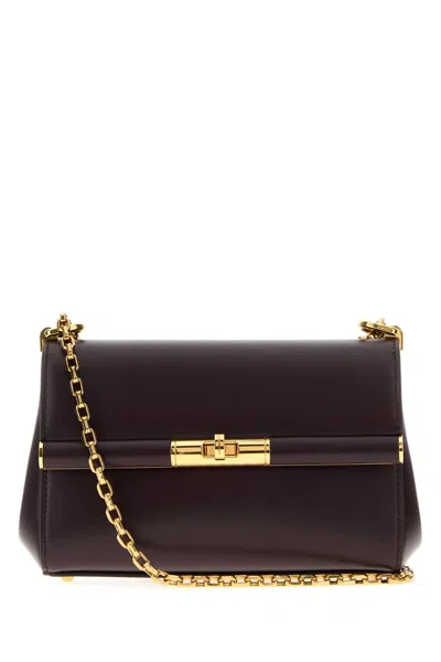 Dolce & Gabbana Women Aubergine Leather Mini Marlene Shoulder Bag In Purple