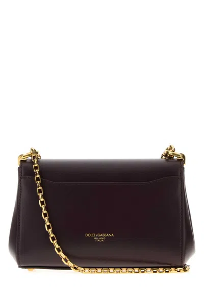 Dolce & Gabbana Women Aubergine Leather Mini Marlene Shoulder Bag In Purple