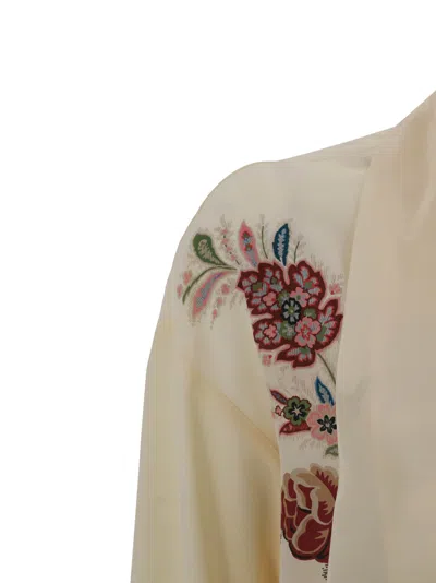 Etro Silk Blouse With Placed Print In Neutral