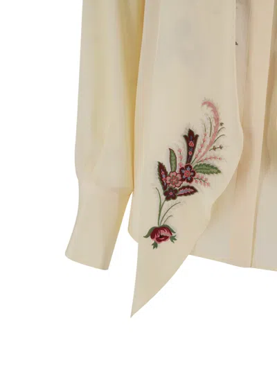 Etro Silk Blouse With Placed Print In Neutral