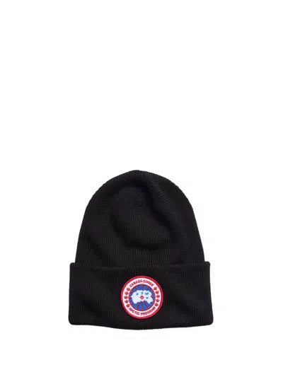 Canada Goose Ribbed Knit Toque With Folded Cuff In Black