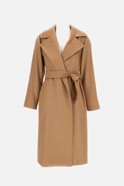 Max Mara Manuela Camel Sable Long Robe Coat In Brown