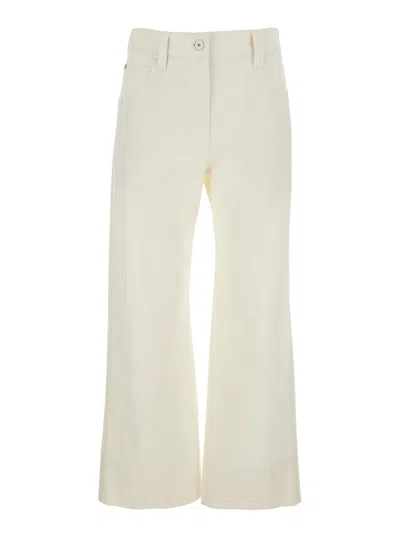 Brunello Cucinelli Crop Pants With Belt Loops And Pockets In White