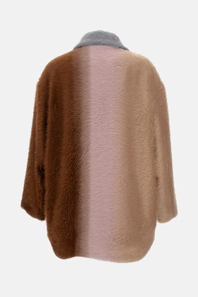 Fendi Wool Coat With Button Embellishments And Pockets In Multi