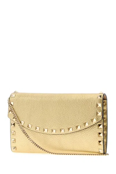 Valentino Rockstud Wallet And Chain Strap In Gold