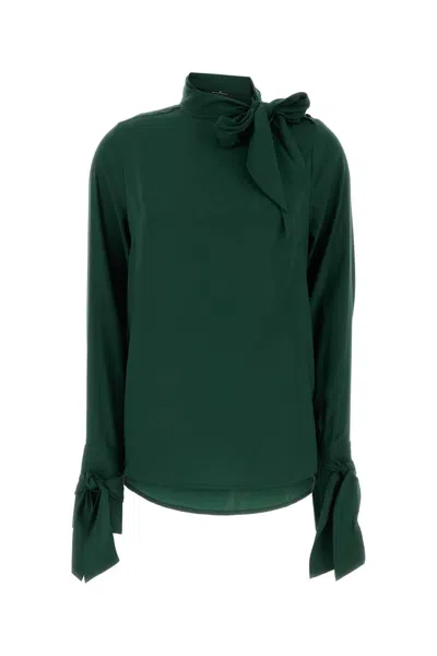 Ermanno Scervino Blusa In Seta Stretch Verde Scuro  Donna In Green