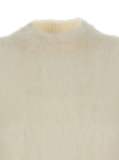 Brunello Cucinelli White Sweater With Stand-up Collar In Cashmere And Silk Blend Woman In White