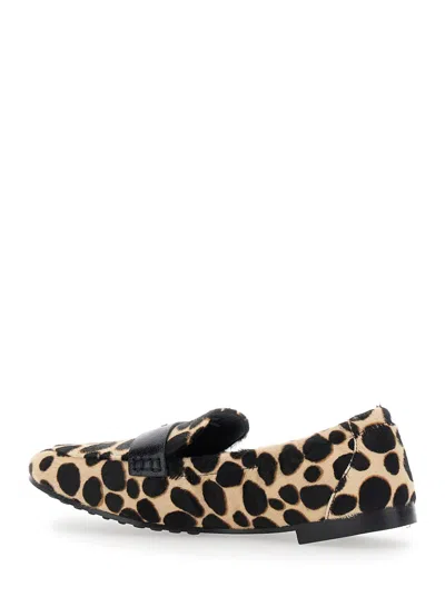 Tory Burch Leopard Slip On Loafers In Animal Print
