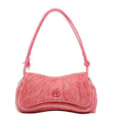 Diesel Play-clutch In Coloured Hairy Leather In Pink