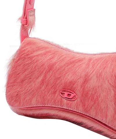 Diesel Play-clutch In Coloured Hairy Leather In Pink