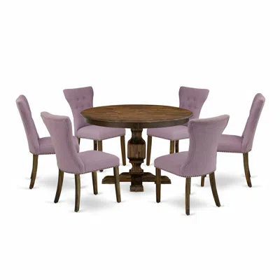 East West Furniture 7 Piece Modern Dining Set In Purple