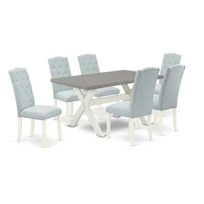 East West Furniture 7-piece Modern Dining Set In Blue